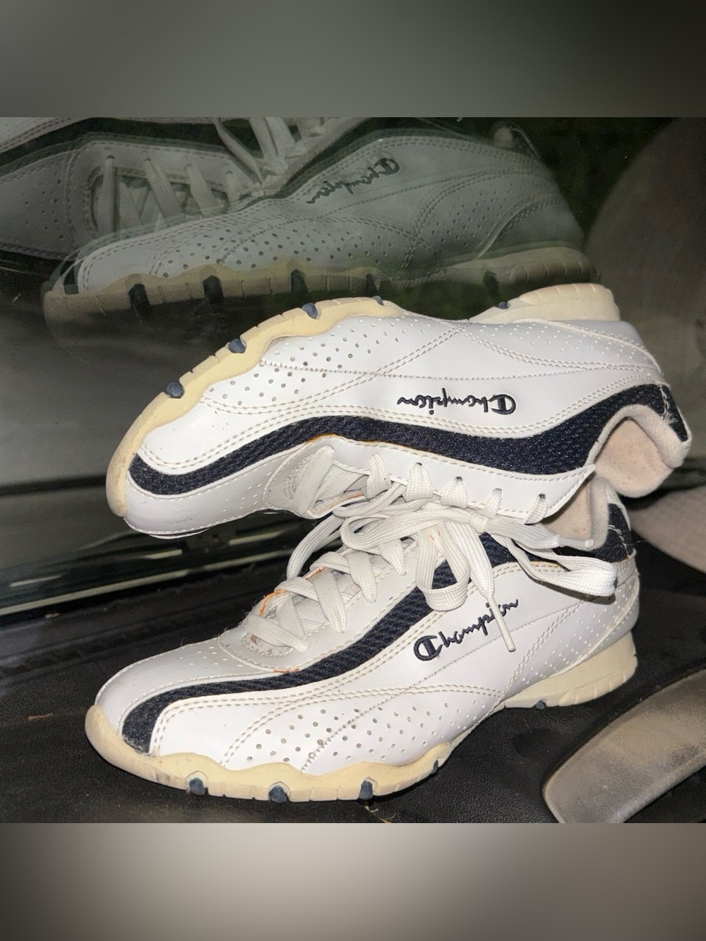 Vintage Champion White and Navy Athletic Sneakers
